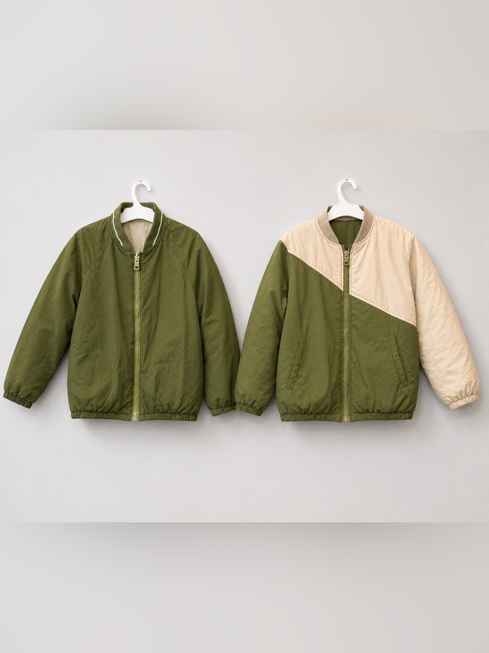 ZARA Kids Reversible Green Jacket Size 4-5 Years Hooded 2-Sided Lightweight Coat